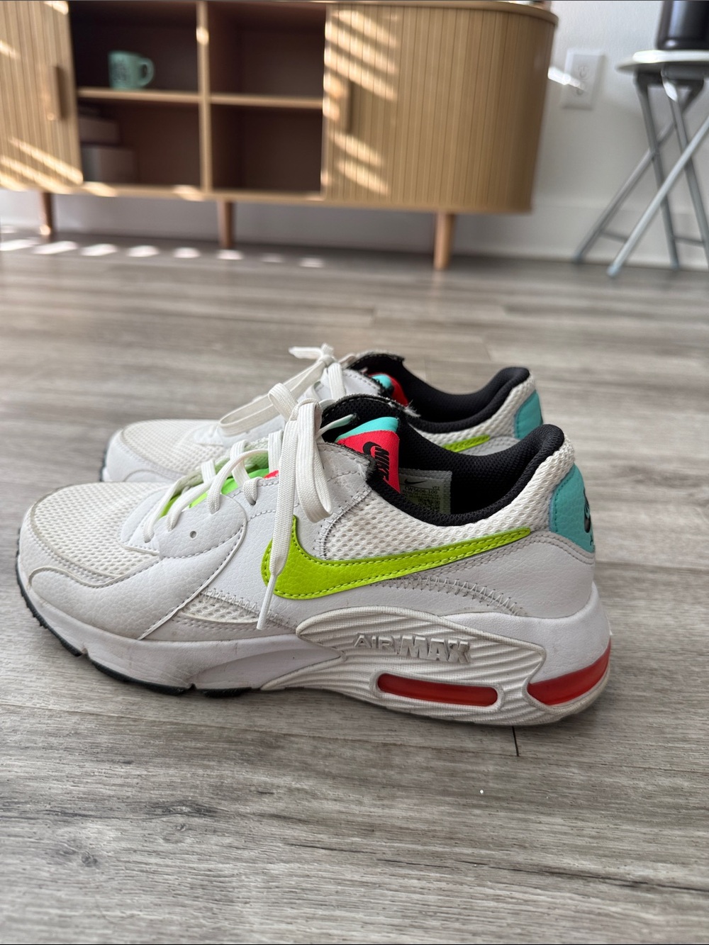 Nike AirMax White Sneakers with Lime Swoosh